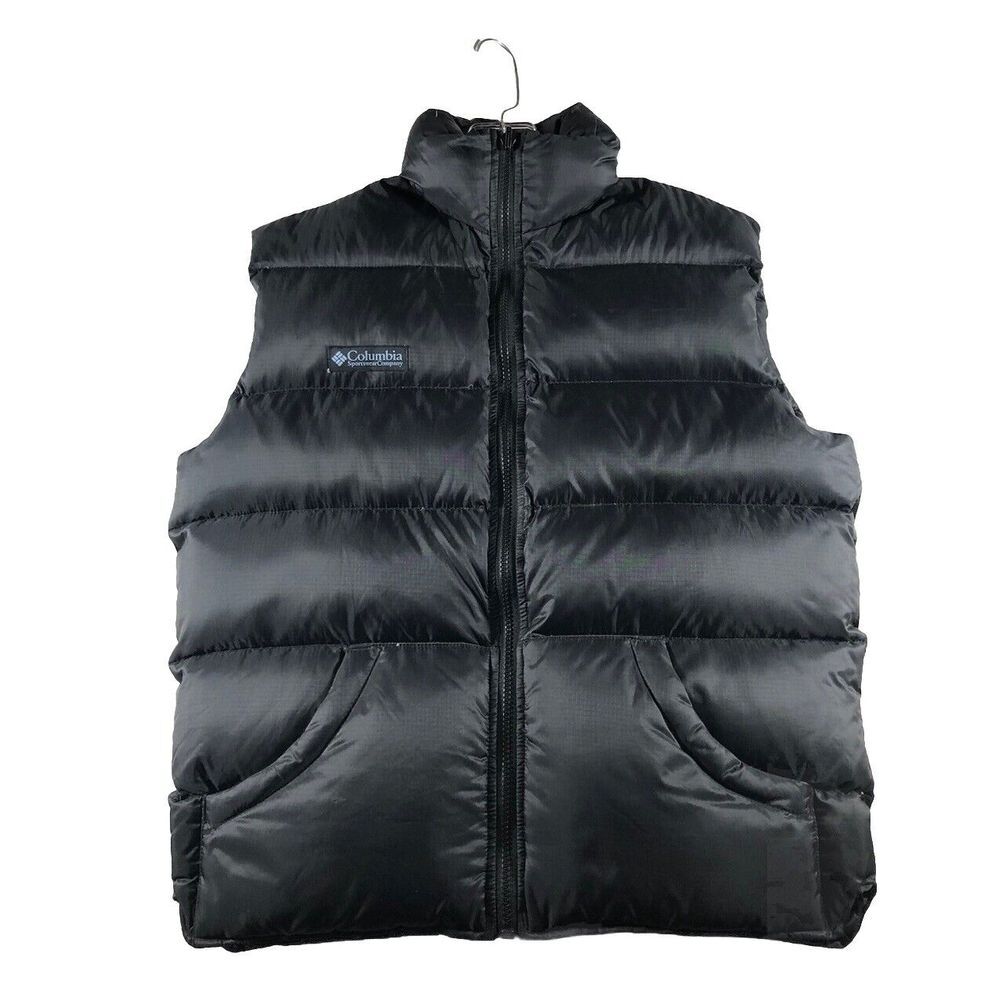 Vintage Columbia Puffer Down Fill Vest Women Small Black Gorpcore Outdoor Hiking